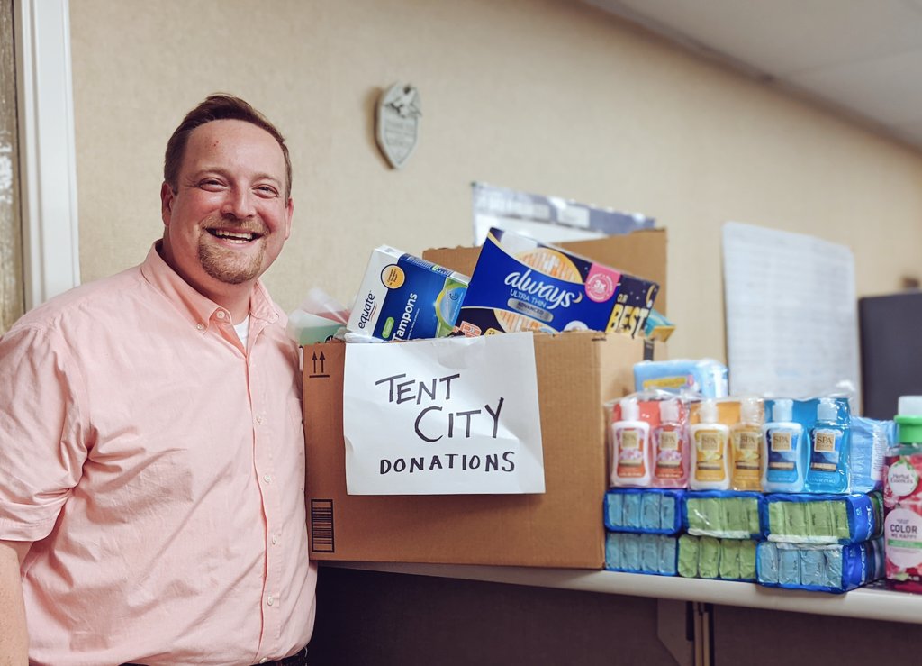 Staff collected hygiene items for this year's <a href="/1Matters/">1Matters</a> Tent City 2021, a weekend long event helping the marginalized in our community. #WeAreConcept <a href="/ConceptSchools/">Concept Schools</a> <a href="/HSASPrincipal/">Mrs. Erin Schreiner</a>