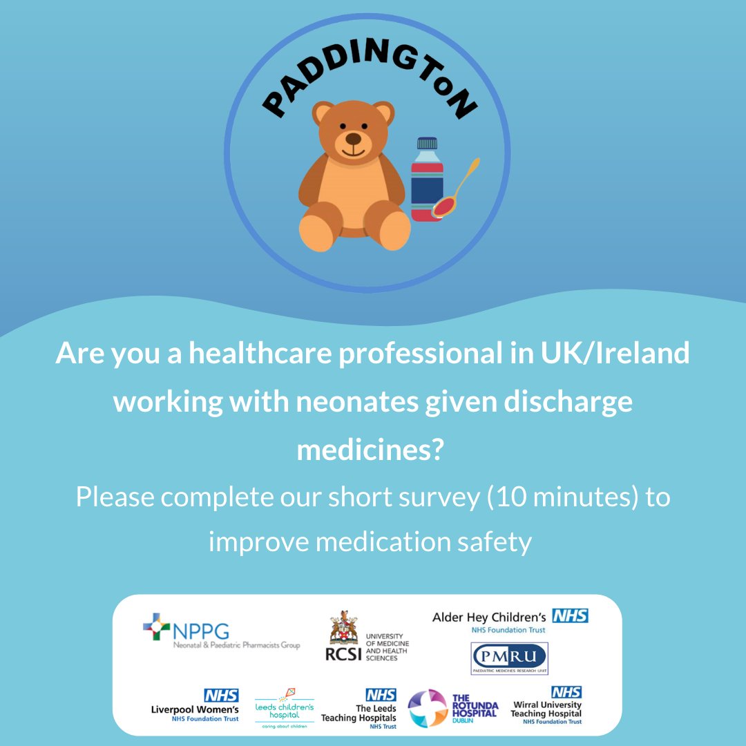 PaddingtonStudy's tweet image. Neonatal HCPs Team PADDINGToN needs your help!! @AlderHey @LiverpoolWomens @PMRUalderhey @wuthnhs @RotundaHospital @BrackenLouise @mccallion_naomi @clearyb1 @ArrowePharmer @NWNeonatalODN @Blisscharity @EBNEO 

PIS link
bit.ly/3oZPXON

E-survey
forms.office.com/Pages/Response…