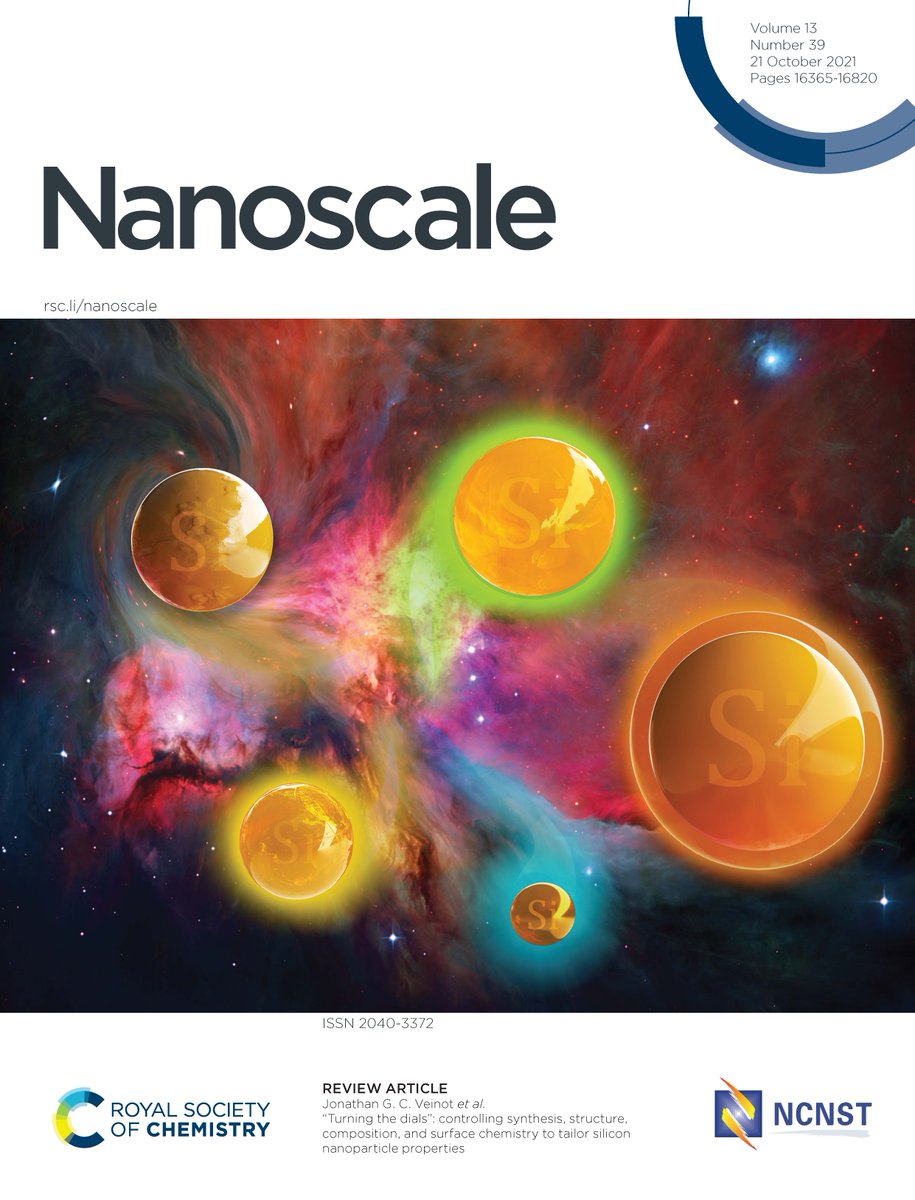 nanoscale_rsc's tweet photo. The cover of Nanoscale highlights the latest review by @nanoscale_rsc and #NanoscaleAdvances Associate Editor Jonathan Veinot @ABSi_nano et al. on tuning the properties of silicon nanoparticles! Read it here 👇
https://t.co/VEbKF8s6Qo https://t.co/mhISHN9XoH