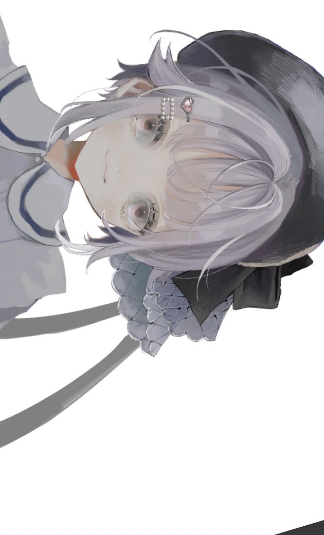 koshimizu sachiko 1girl solo sideways hat hair ornament white background looking at viewer  illustration images
