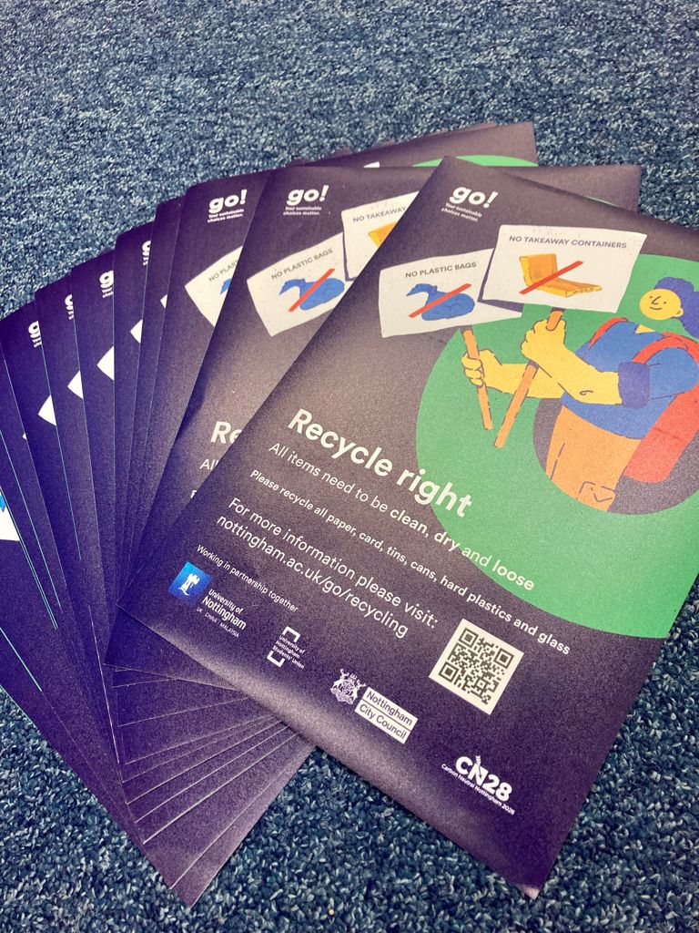 Looking forward to our campaign next week as we try to reduce contamination and increase recycling in #Lenton #Dunkirk and #Radford 

Our snazzy new recycle bin lid stickers look great and thanks to <a href="/UoNSustain/">UoN Sustainability</a> for your help♻️

Supporting <a href="/MyNottingham/">🏹 My Nottingham</a> and the <a href="/CN2028/">Carbon Neutral Nottingham 2028</a> target!