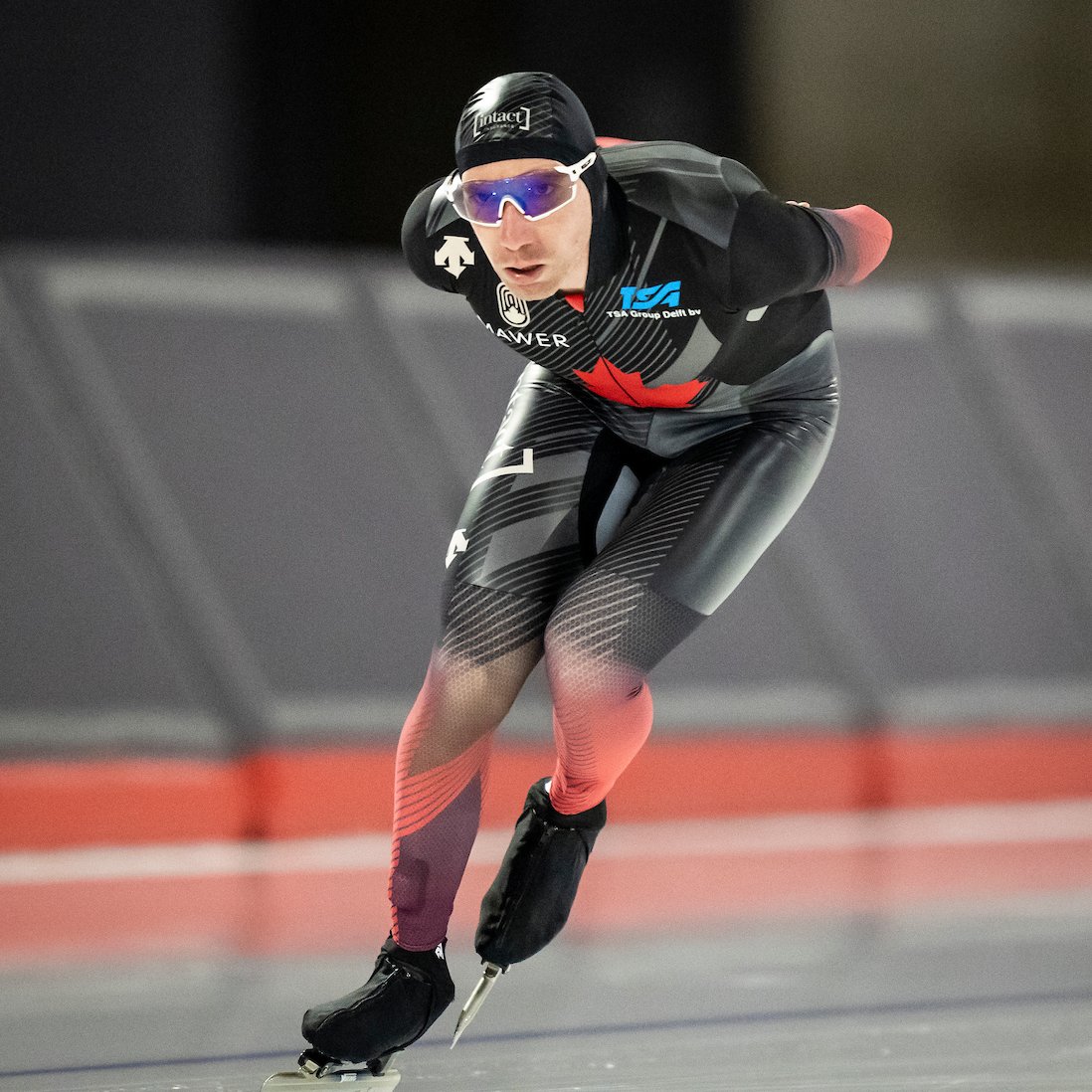 Long track speed skater Ted-Jan Bloeman skates during a 10,000m race.