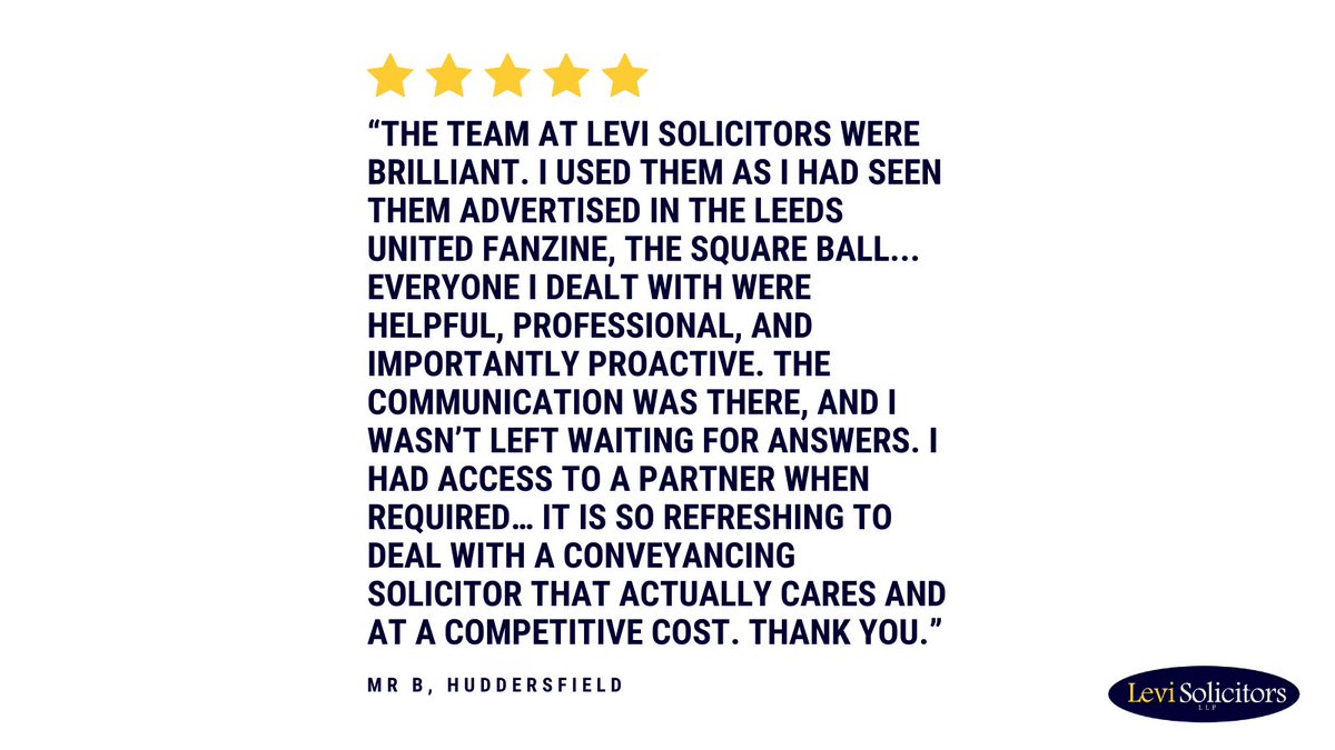 LeviSolicitors's tweet photo. A fabulous review from one of our clients who found us via our friends at @TheSquareBall
10% off all legal services quoting ‘The Square Ball’.
For a free initial discussion, call 0800 988 7756 or visit https://t.co/o9JNZWe3D9
#review #solicitorsreview #thesquareball https://t.co/lCrcHmqg0l