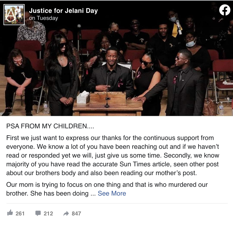 Omega Psi Phi Fraternity, Inc. in solidarity with and support of Carmen Bolden Day and the Day family are asking that a transparent and comprehensive inquiry occur as it relates to both the expediency and scope surrounding the case of Bro. Jelani Day.