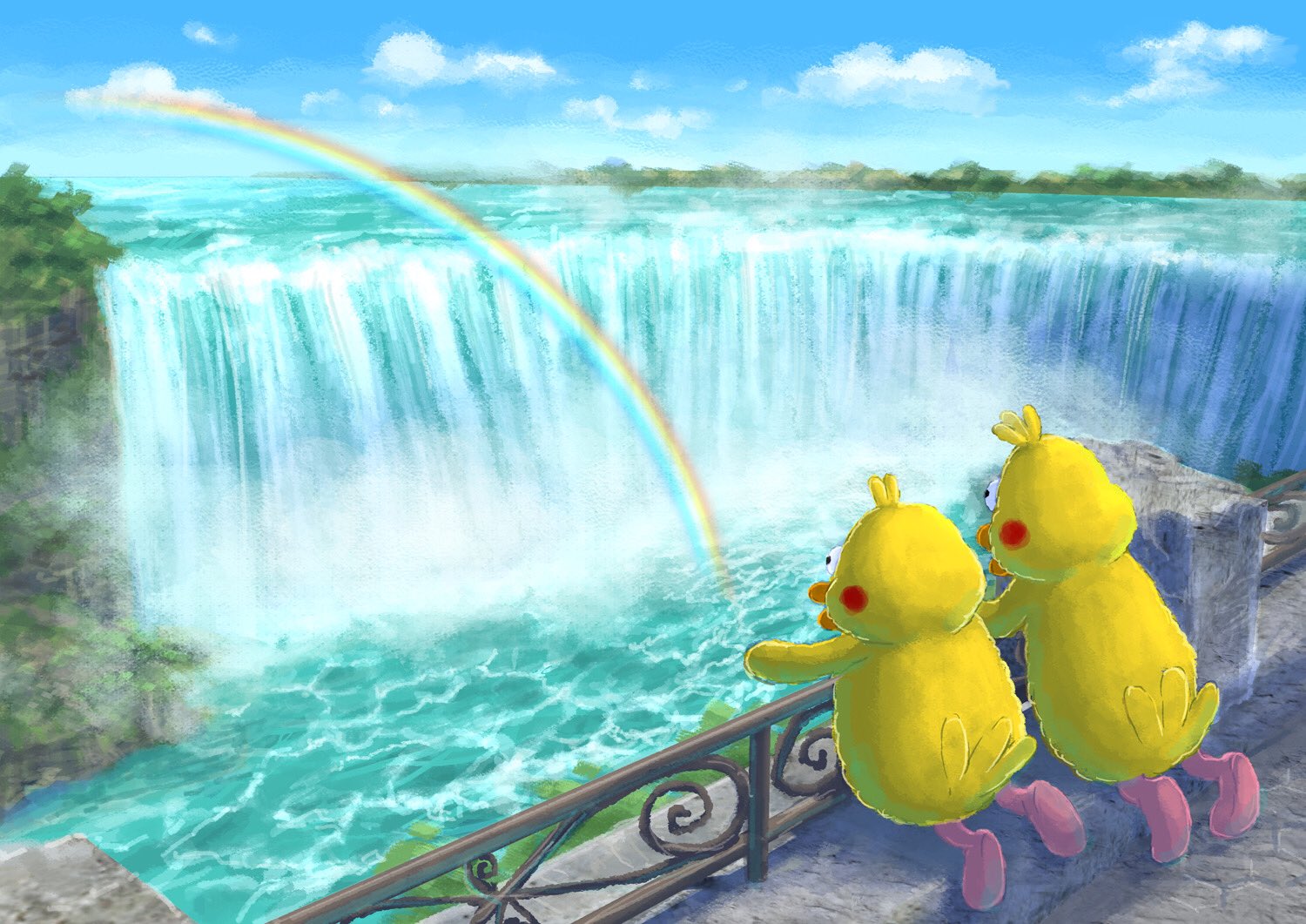 Nozomi 虹や ポインコ イラスト カナダ ナイアガラ 滝 虹 世界一周 ポインコ世界一周 T Co Atda3iqy3a Twitter