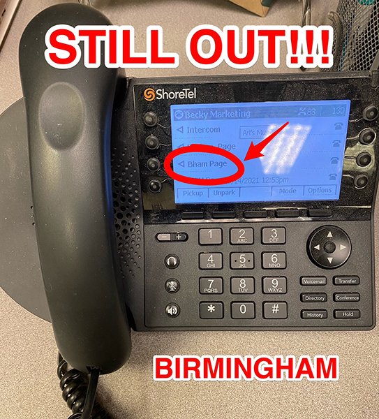ArtsMusicShop_'s tweet photo. UPDATE (Fri, Oct 15): BHAM phones &amp; internet are OUT but they are OPEN &amp; at work! Call Mtgy (334.271.2787) &amp; we think we can internally route your call to them — but they are unable to call outside our internal network of the 3 stores, or receive “outside” calls. #phoneproblems https://t.co/cO2STIovz8
