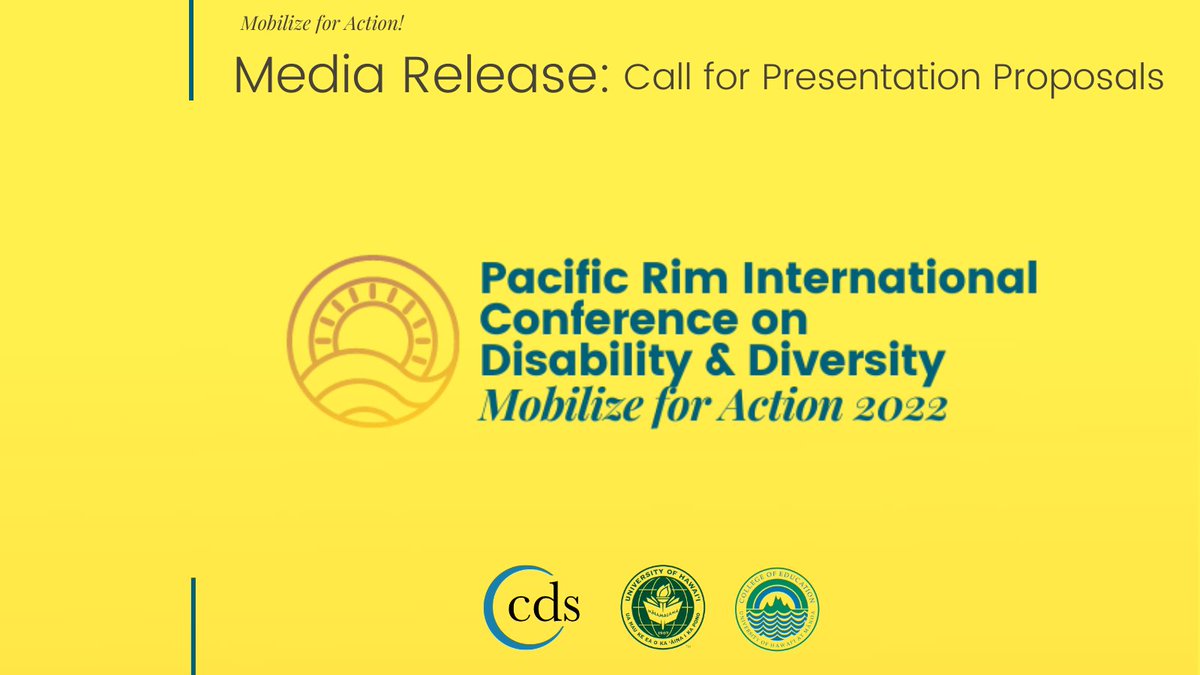 PacRimHawaii's tweet image. MEDIA RELEASE: Call for Presentation Proposals

The @uhmanoa, @CDShawaiiedu, in @uhmanoacoe, is accepting presentation proposals for #PacRim2022 on Feb 28–Mar 1, 2022. Submissions are being accepted from Oct 15–Dec 1 at pacrim.coe.hawaii.edu

Read more facebook.com/PacRimHawaii/p…