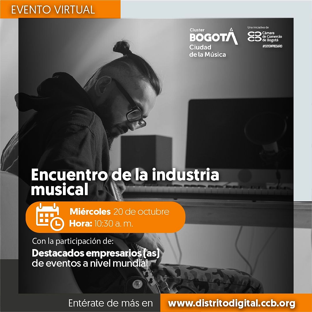Invitamos al próximo Encuentro de la Industria Musical  
Tema: Desarrollo de los conciertos en vivo en escenarios del mundo.  Panelistas:Andrés Albornoz  Miguel Martínez, Silvia Ruiz y Gastón Eguigorry.
Inscripciones bit.ly/3lsIHZu
20 de octubre
10:30 am