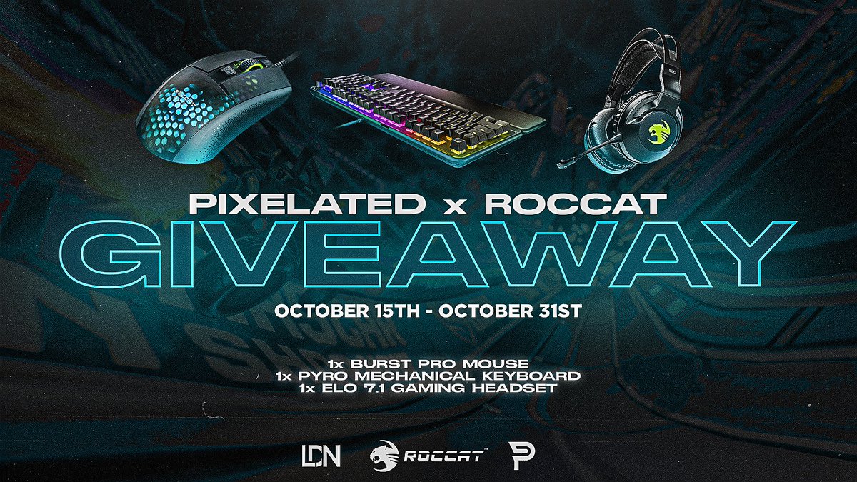 ROCCAT GIVEAWAY! AS I EDGE CLOSER TO 50K WHY NOT GIVE AWESOME GEAR AWAY???! THANK YOU @ROCCAT and @LDN_Esports !!

RETWEET, LIKE AND FOLLOW STEPS IN LINK TO ENTER - gleam.io/8J3WQ/pixelate…