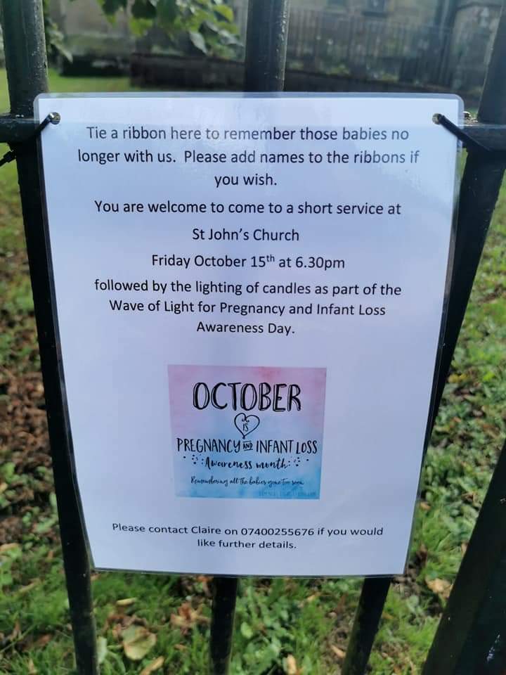 Don't forget the remembrance service this evening at St John's Church, if you can't make it please light a candle and join the wave of light for pregnancy and infant loss awareness 🕯