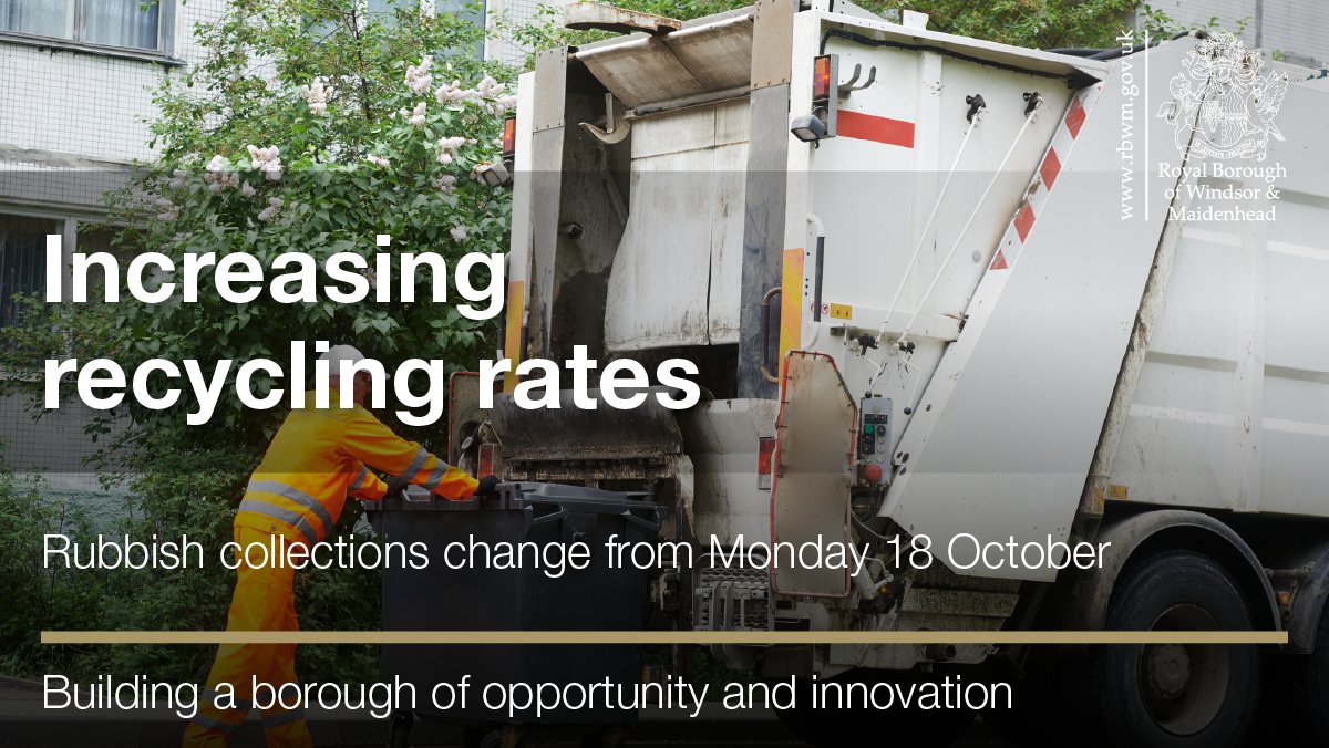 Rubbish collections change tomorrow. 

If your collection day is Monday, week 1, please have your bins out by 6.30am. 

If you need to report a missed bin, please use Report It online at rbwm.gov.uk/recycling-and-…. You will also be able to check your next collection day from Monday