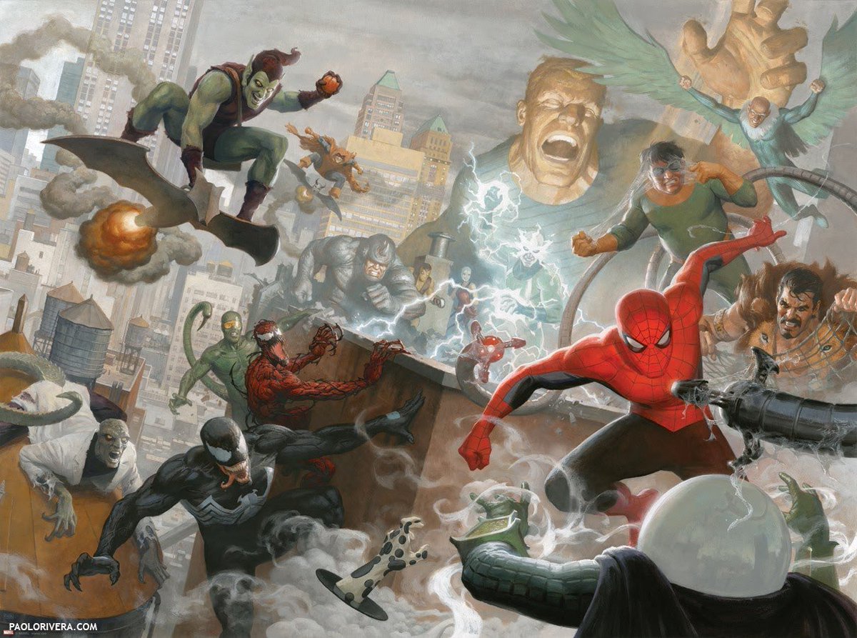 RT @spideymemoir: Spider-Man, in the midst of villainous chaos, art by Paolo Rivera! https://t.co/ZsvKp4SReG
