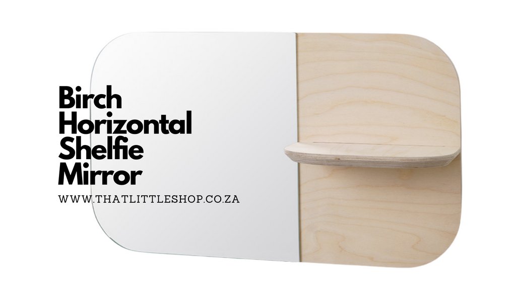 The Birch Horizontal Shelfie Mirror has a cleverly designed shelf that slides into the mirror.

Conveniently store keys &amp; other accessories while you can also check yourself out on the way to work or play.

#thatlittleshop #decor #homeware #mirrors #madeinsouthafrica #shoplocalsa