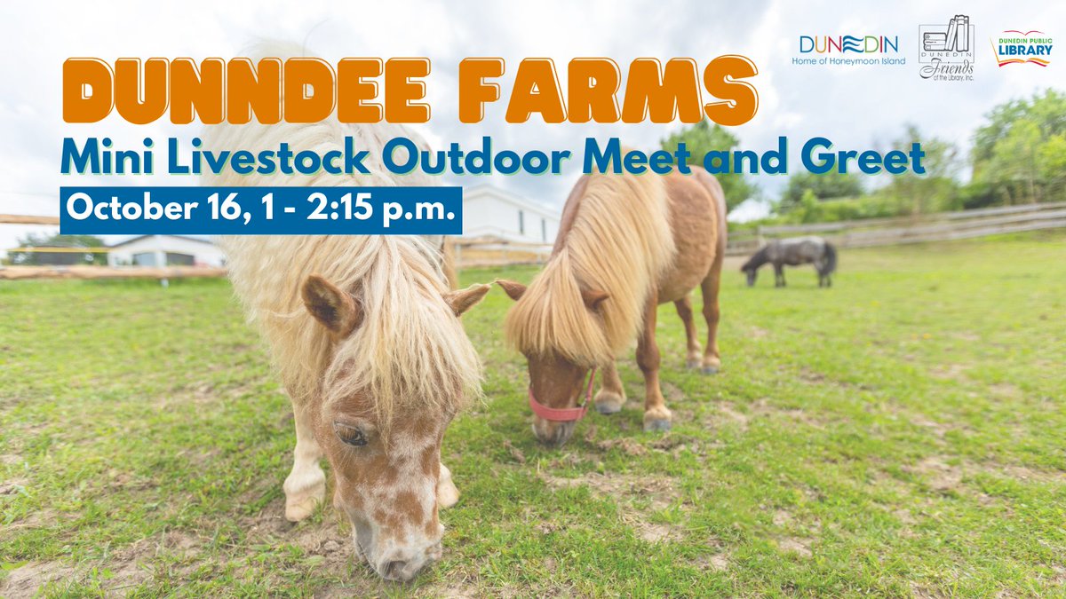 CityofDunedinFl's tweet photo. Farmer Stacy will be here to teach you all about her farm animal friends. She can even introduce you to them and help you feed them tasty snacks at this fun outdoor family event! ๐ด๐ท๐ #DunedinPublicLibrary - Playground Area on Saturday, October 16 from 1 - 2:15 p.m. https://t.co/e56ThrtXKB