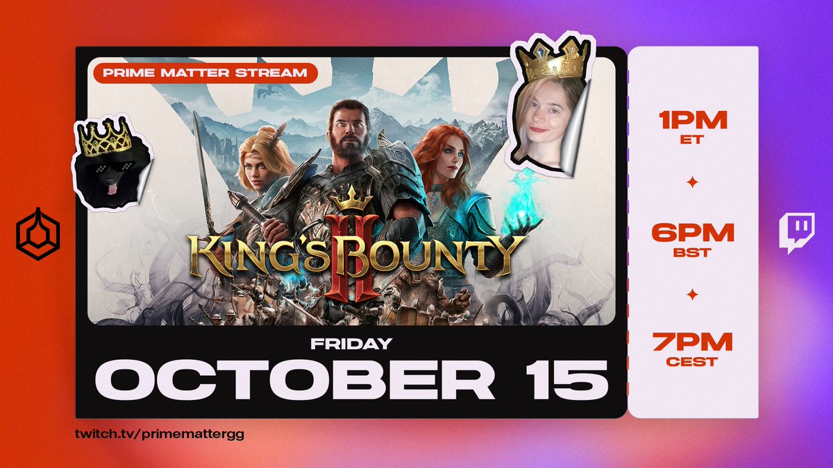 It's #RoyalFriday so our cherished ruler <a href="/pizzarabbits/">Luci Verdalla</a> (and Prince Gimli) will be continuing her playthrough of #KingsBounty2 in just under an hour. 👑

Come for the gameplay,
Stay for the heckin' g o o d b o y e 🐶

👉 twitch.tv/primemattergg