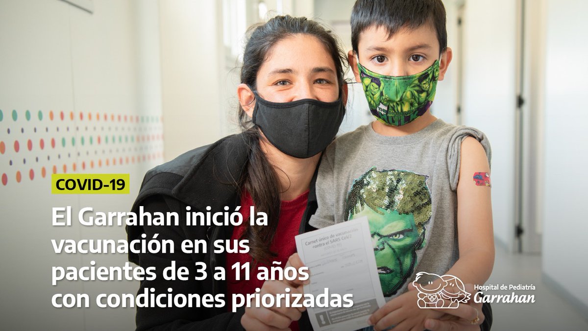 Tras el arribo de un stock de dosis de la vacuna Sinopharm al Centro de Vacunación del Garrahan, comenzó la inmunización de pacientes de entre 3 y 11 años con condiciones priorizadas.

🔗 garrahan.gov.ar/darp
@msalnacion