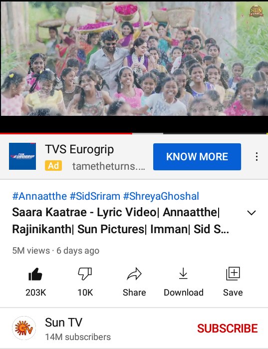 #SaaraKaattrae Hits #5M Views 🔥

#Annaatthe 
#AnnaatheTeaser 
#AnnaattheDeepavali 
#AnnaattheSecondSingle 
@sunpictures