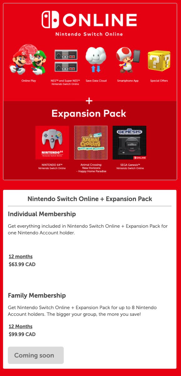 Nintendo Switch Online - Expansion Pack - Nintendo