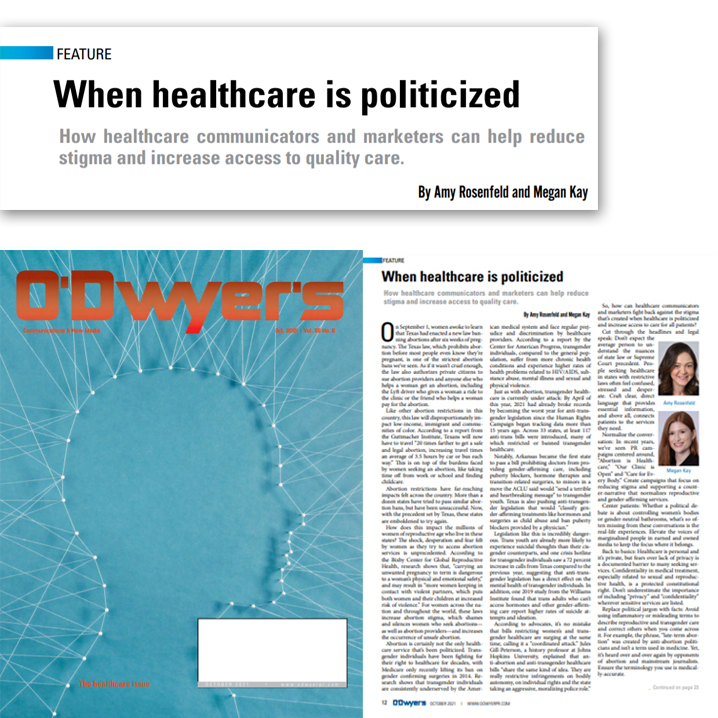 CerrellAssoc's tweet image. Language has become a powerful weapon to attack reproductive &amp;amp; LGBTQ+ rights. In @odwyerpr healthcare issue, Amy Rosenfeld &amp;amp; @TheMeganKay discuss how comms. professionals can help reduce stigma &amp;amp; increase access to essential care. Page 12 👉 odwyerpr.com/magazine/odwye…  #healthcarepr