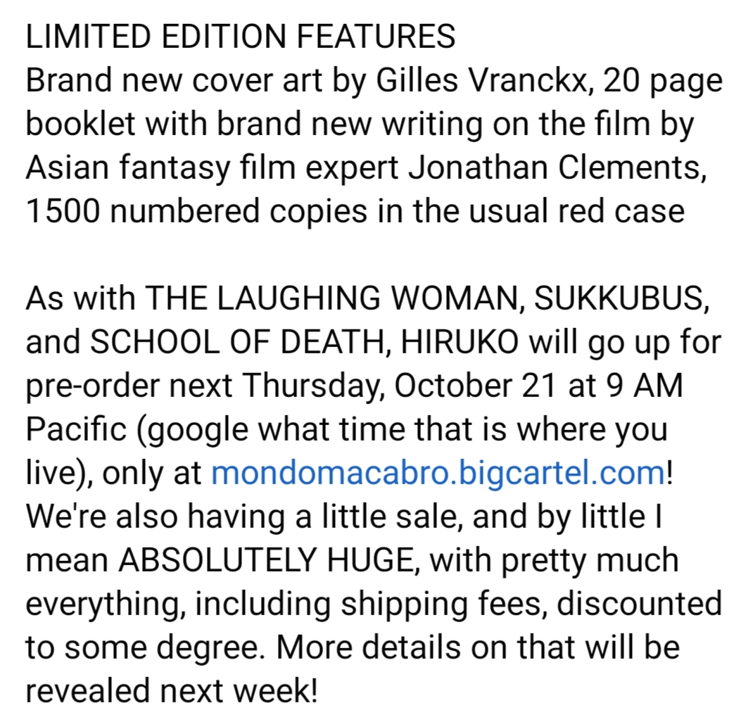 MondoMacabroUSA's tweet photo. ***COVER AND SPECS REVEALED!***
One of our most requested titles in recent years, this early pop-fantasy-horror film from iconic director Shinya Tsukamoto has been restored in 2K and is getting its first ever HD release! Here are the full details: https://t.co/9inBh0cAaX