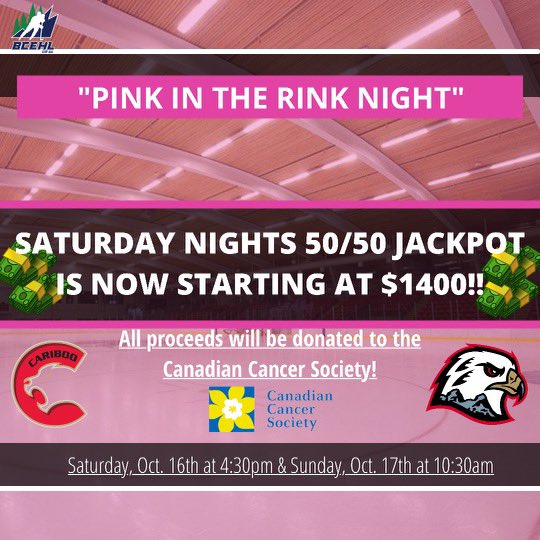 🚨🚨TEAM UPDATE🚨🚨 

Our 50/50 jackpot is now starting at $1400!!! Huge thank you to head coach, Tyler Brough and the rest of the Brough family, for the generous donation! 

See you all in Kin 1 tomorrow! 

#defendthenorth #cariboohockey