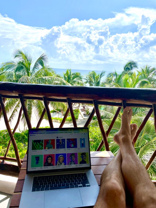 Just minting #NFTs ocean front in #Tulum Things could be worse😎 https://t.co/ELq0Rg7CQI<a href="/tag/nfts"class="tags">#NFTs</a><a href="/tag/tulum"class="tags">#Tulum</a>