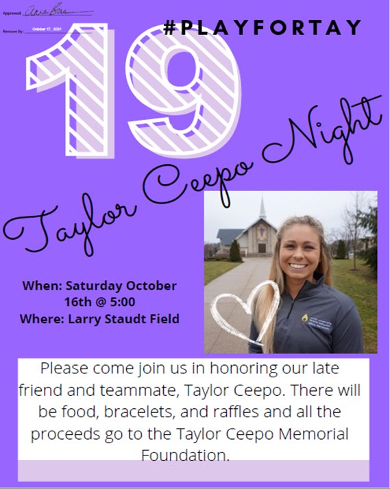 WalshWSoccer's tweet photo. Come out tomorrow to celebrate Tay 💜 #playforTay https://t.co/fLxhqlzPW5
