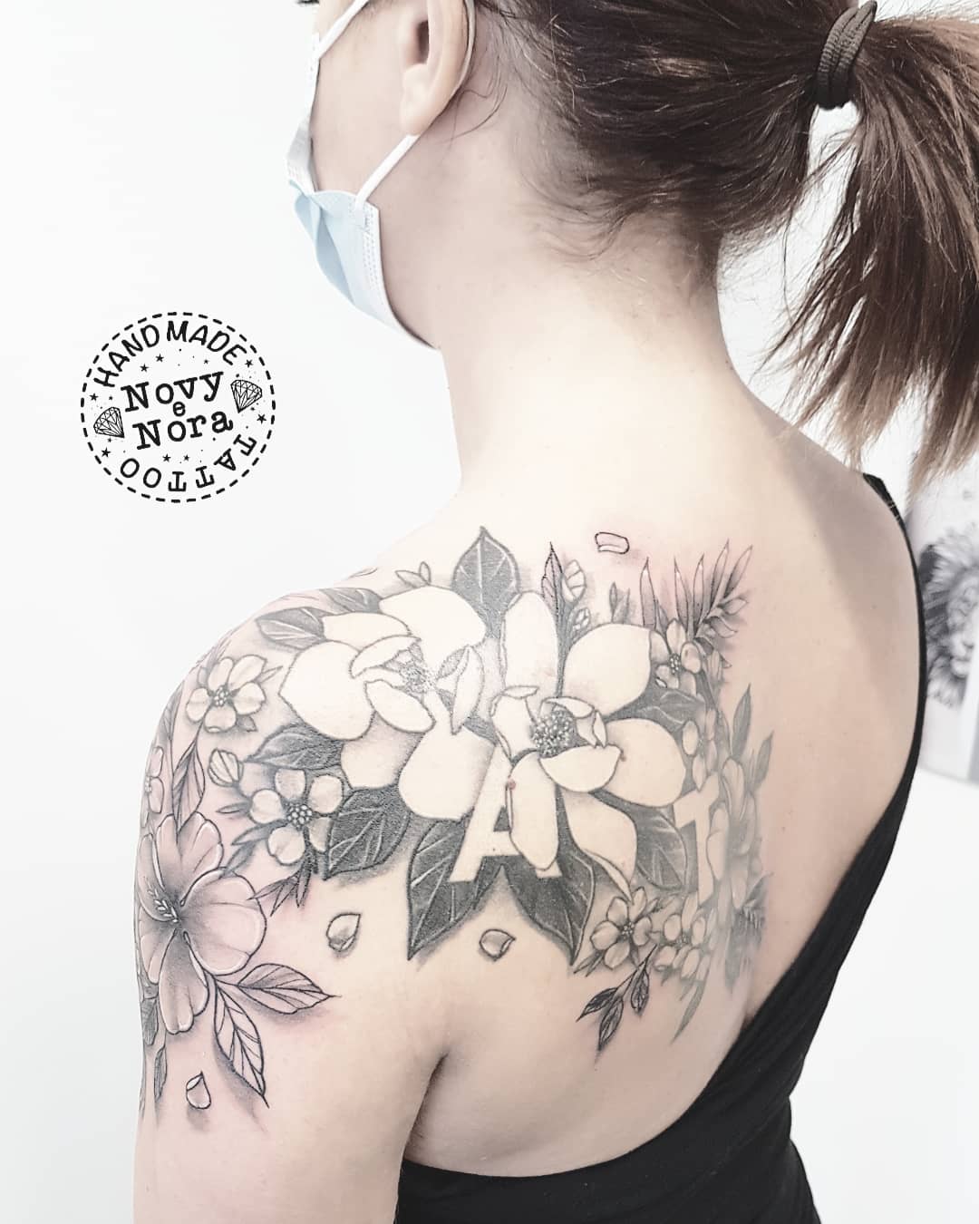 Venetian Tattoo Gathering  Tattoos  Body Part Shoulder  Magnolia flower  laser burn cover up