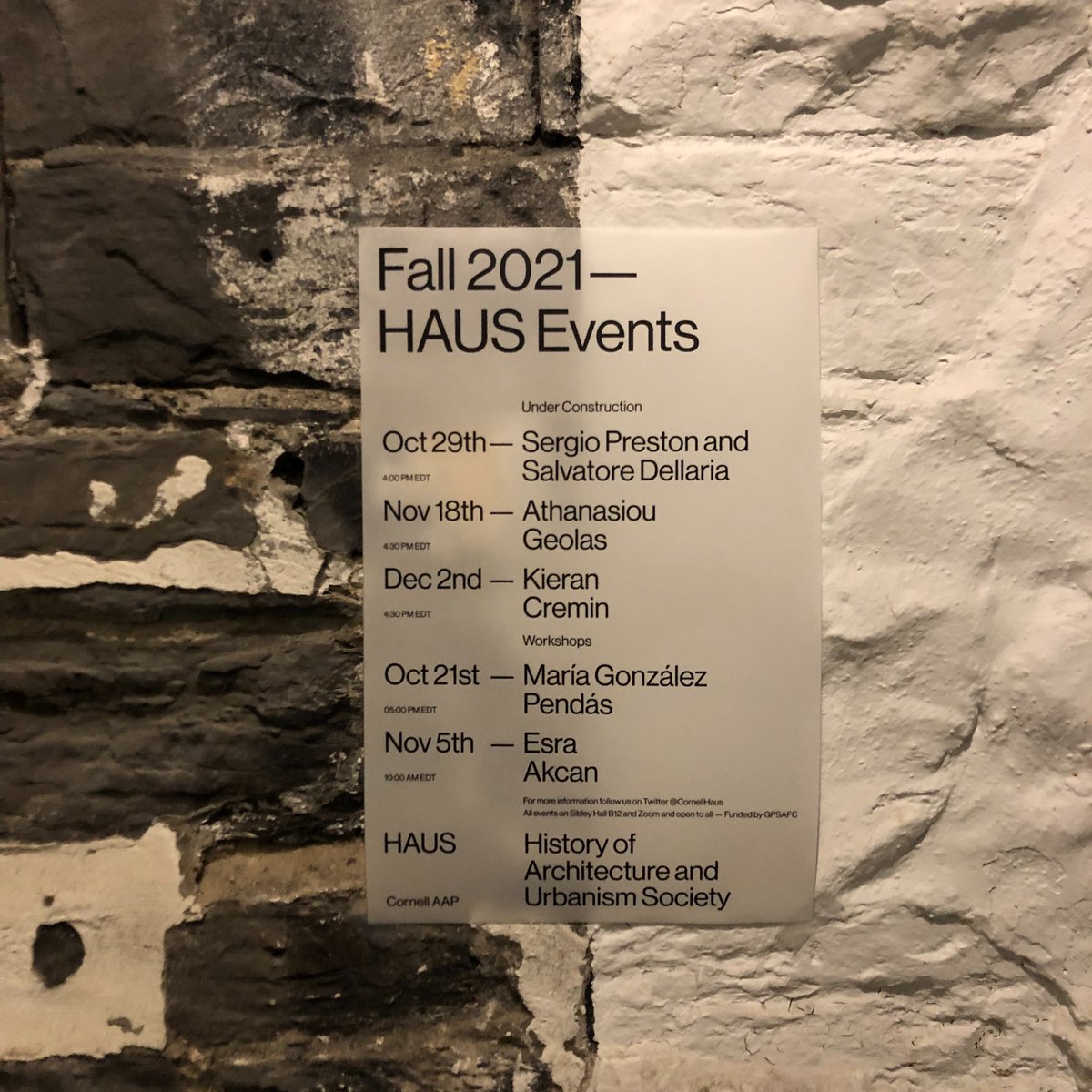 This Fall in HAUS
<a href="/CornellAAP/">Cornell AAP</a> #sergiopreston #salvatoredellaria <a href="/athangeolas/">Athanasiou Geolas</a> #mariagonzalezpendas <a href="/esraakcan/">Esra Akcan</a>
