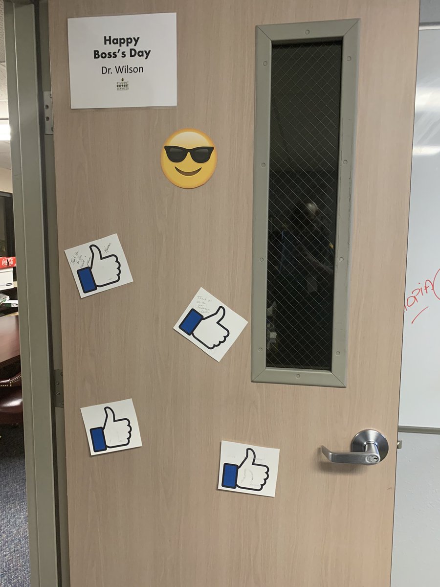 DrJWilson1906's tweet photo. We always laugh in @SSS_DeSotoISD about my facial expressions…how fitting that they showered me with tons of surprises including a parade of emojis 😃…my team is the best 💛💚 https://t.co/A51o0Wajkz