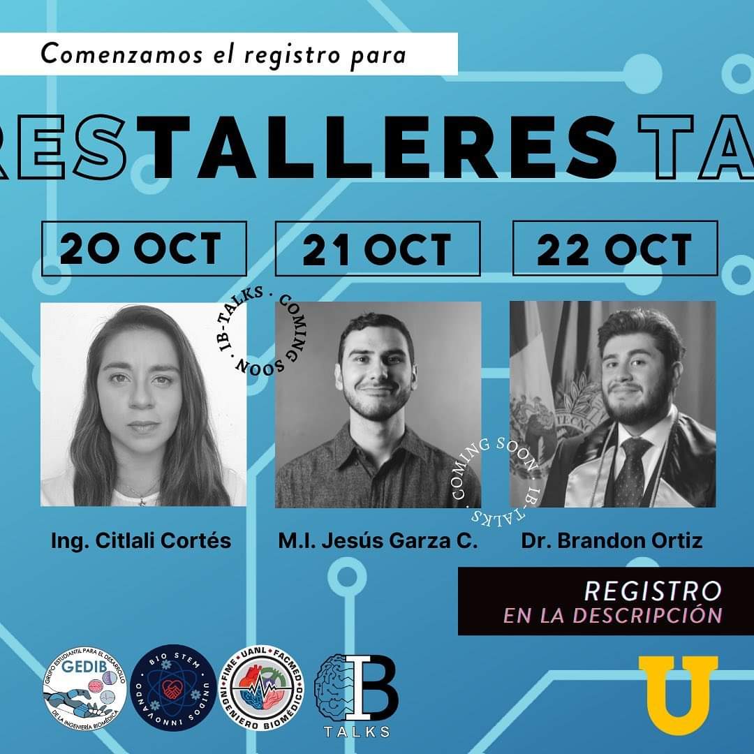 IbtalksUanl's tweet photo. ¡Comenzamos con el registro para TALLERES! 🦾🧬🧠

⚠️Cupo limitado. Plataforma MS Teams

📌 Link de registro: https://t.co/IbEdmw9WDO

#ibtalks #ingenieria #medicina #uanl https://t.co/xI4AwsCkAs