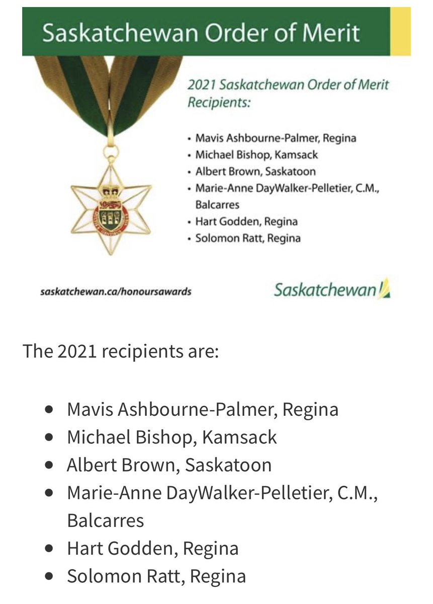richardstoneoka's tweet photo. Congratulations to our retired Chief Marie-Anne Daywalker-Pelletier on her Saskatchewan Order of Merit Award . Well deserved 👏🏽👏🏽👏🏽👏🏽! https://t.co/NvCuxZH9xk