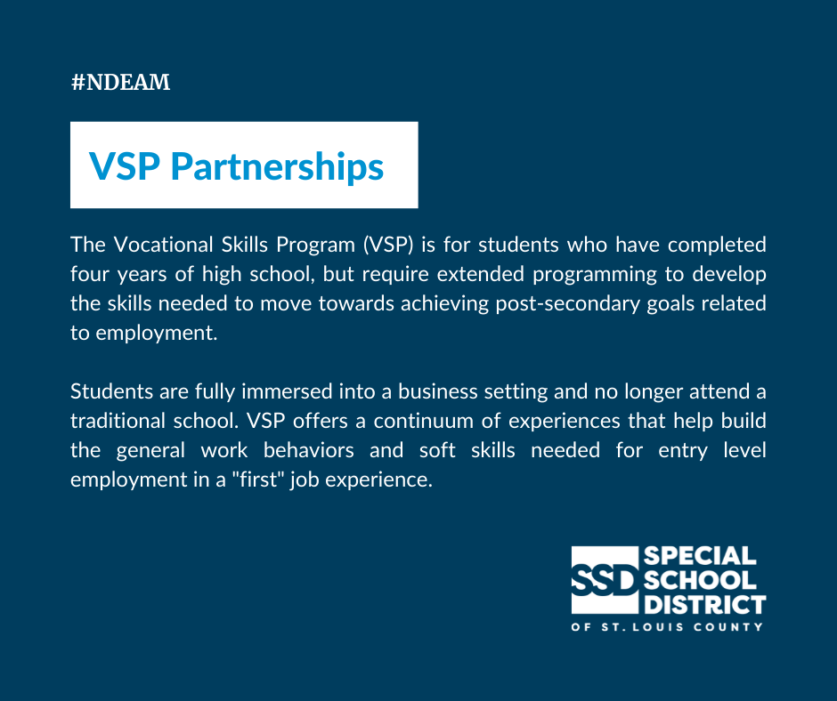 SSD_Supt's tweet photo. SSD partners with almost 100 organizations through CBVI and VSP. These students gain work experience, learn soft skills, job tasks, and daily living skills while working at organizations like @mercysaintlouis and @SchnucksMarkets.
 
Want to be a partner? https://t.co/ZveeLhhu1a https://t.co/NRg5VZoHJj