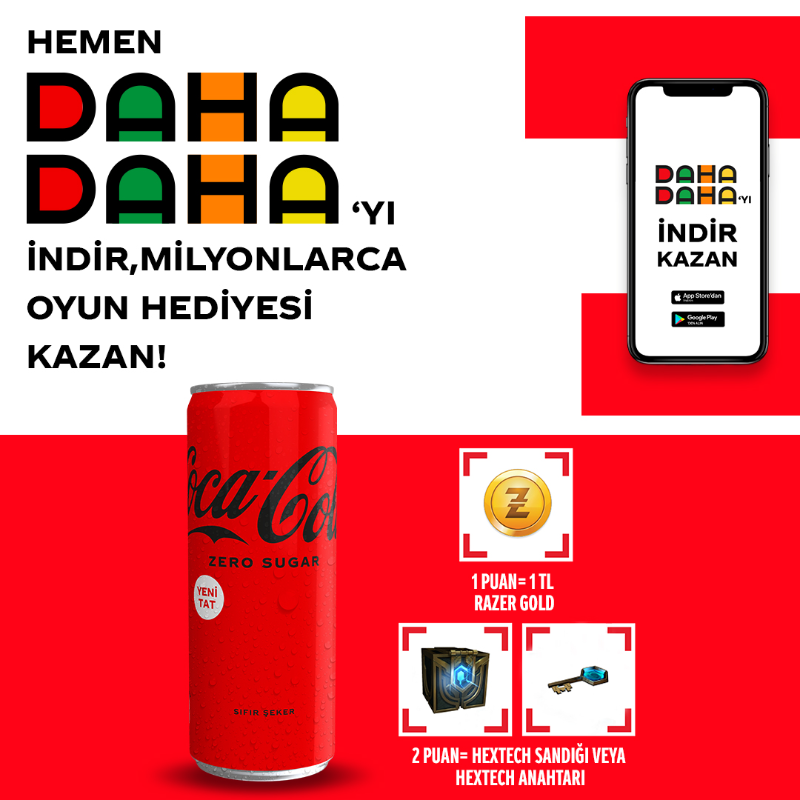 CocaCola_TR's tweet photo. Daha Daha indir, kazanmaya başla! Daha Daha uygulamasında kampanyalar seni bekliyor! #DahaDahaİleKazanmayaBaşla