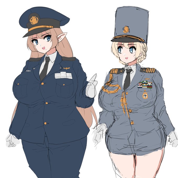 下書き段階だけど陸軍に比べて空軍の軍服特徴ないな 
