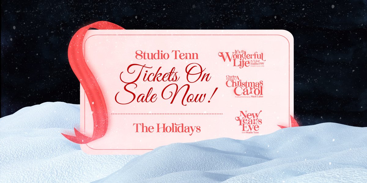 StudioTenn's tweet image. Tickets are NOW ON SALE!

"It's A Wonderful Life: A Live Radio Play" 
- December 9th through December 24th

"Charles Dickens A Christmas Story: A Solo Performance By Mark Cabus"  
- December 11th

🎟  Tickets can be purchased online by visiting studiotenn.com/2021season