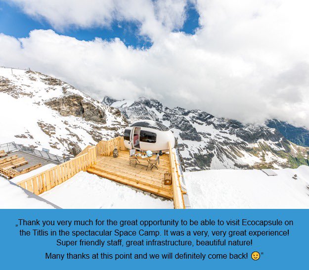 EcocapsuleSk's tweet photo. The best reward is to hear positive feedback from people who experienced Ecocapsule. 🙏🏼🤩 This is Felix’s who spent night in Ecocapsule at #Mount #Titlis 🤍
#ecocapsule #ecocapsulereview #homeanywhere #switzerland #sustainability #happyclient https://t.co/yOTYfEC90L