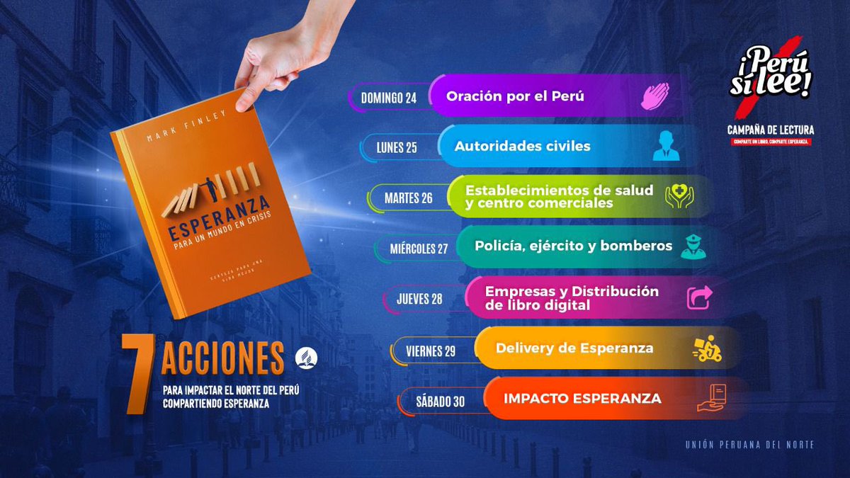 Chrojasch's tweet photo. ¡Se viene #ImpactoEsperanza! 🙌
Conoce las 7️⃣ acciones para impactar el norte del Perú compartiendo esperanza, organízate con tu iglesia para ser parte de este gran movimiento. ¡Comparte un libro, comparte esperanza! 📙🇵🇪 #PerúSíLee https://t.co/ZySGKyVnBJ