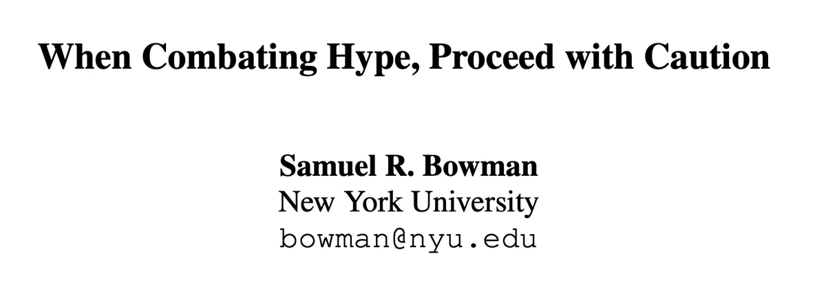 Paper header. Title: When combating hype, proceed with caution
