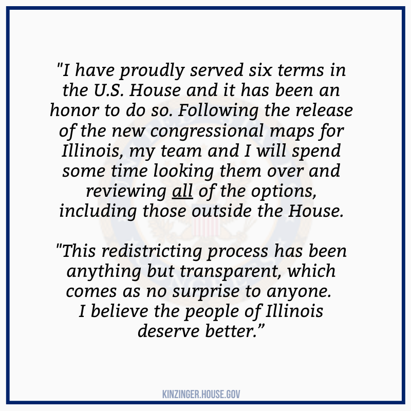 RepKinzinger's tweet photo. My full statement on the proposed congressional maps for Illinois: https://t.co/Ez4pHpykYY https://t.co/EoETgR124P