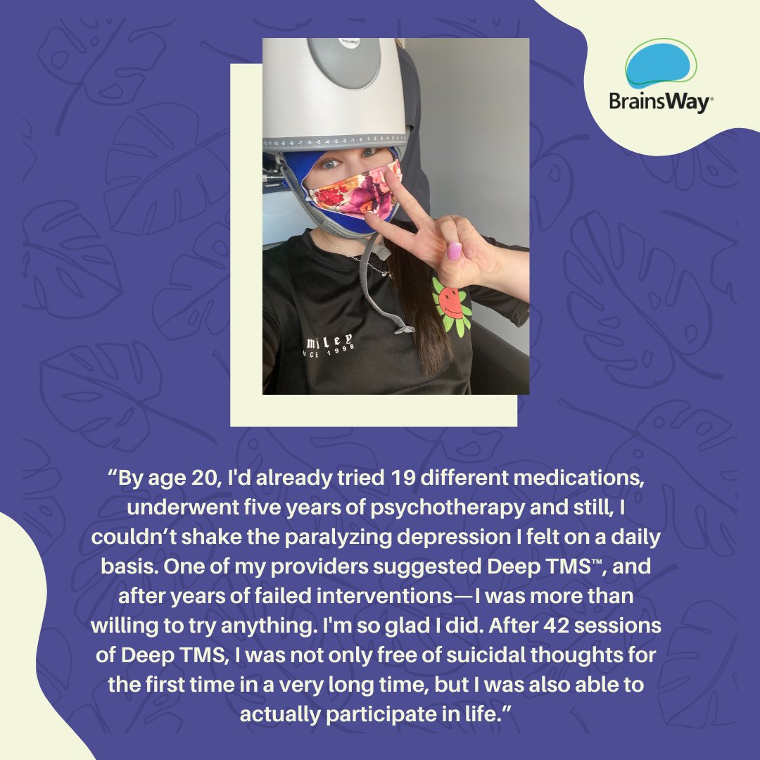 BrainsWay's tweet photo. We're #GettingDeep with Bre, a #DeepTMS™ #patient who shares her #mentalhealth journey of overcoming #depression and #suicidal ideation, after experiencing significant loss. We celebrate Bre’s resilience and dedication to increasing mental health education and awareness. https://t.co/BIsfbBGsAJ