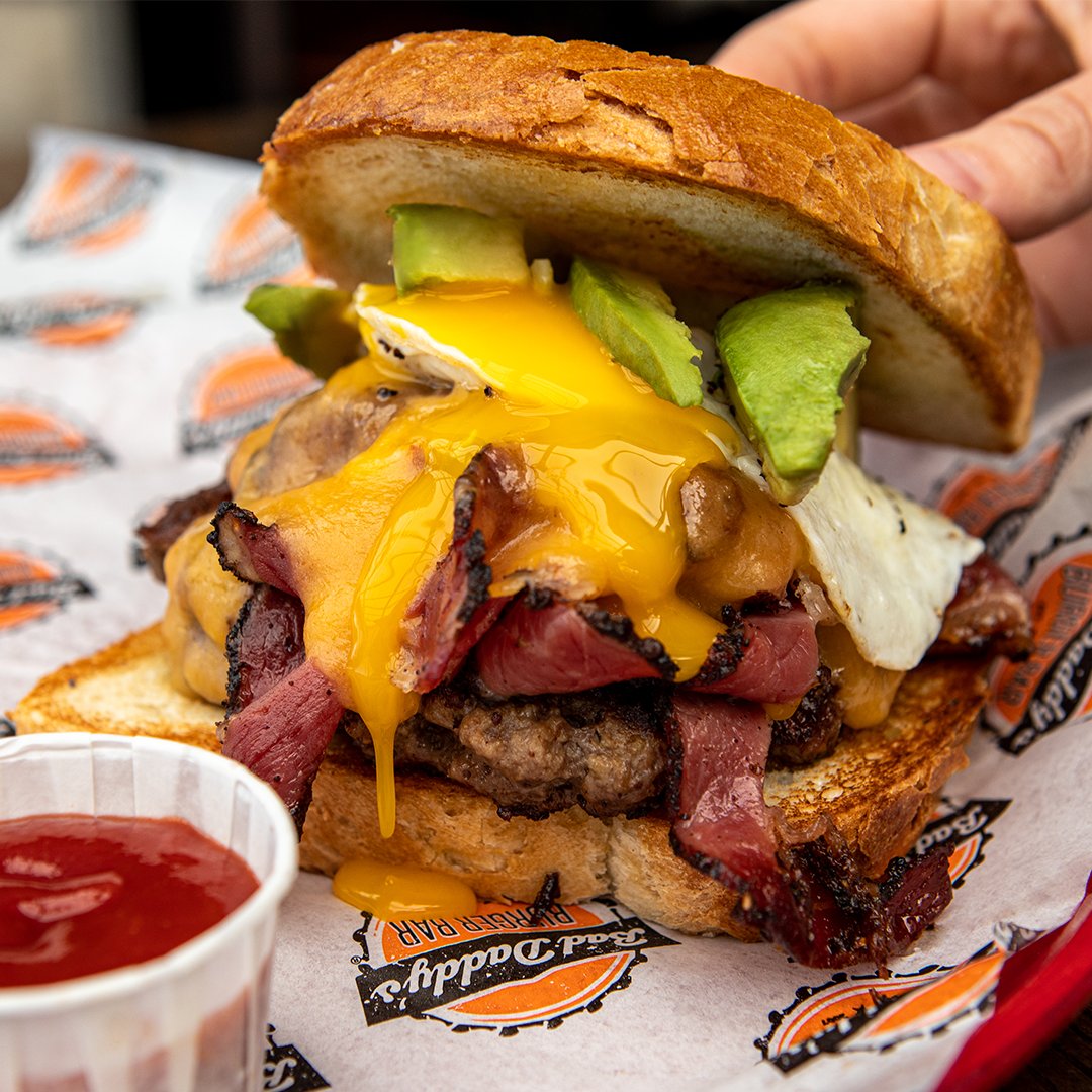 BadDaddysBurger's tweet photo. Pastrami, housemade American cheese, egg, avocado on Texas Toast. ๐คค How do you CYO?
.
#CreateYourOwnBurger #BDBurgerPorn #BadDaddys https://t.co/JrmEl1LRf3