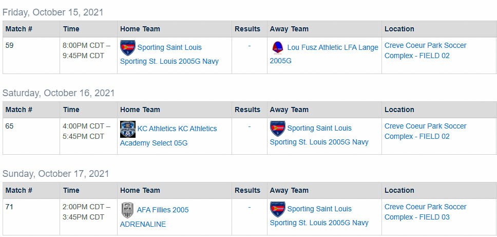 No games this weekend, but I'll be out cheering on our Navy team as they compete for the Missour State Cup...