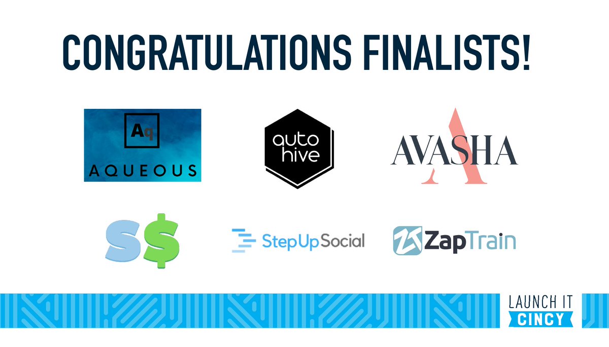 MainStCincy's tweet photo. Congratulations to the Launch It: Cincy Finalist Teams! Aqueous, @AutoHiveShop, Avasha, @SaberhagenSupps, StepUp Social, and ZapTrain!

Hear from the Finalist Teams at Virtual Pitch Night on 11/4! Register at https://t.co/rr7TFBg48c https://t.co/qaSsW8GKGd