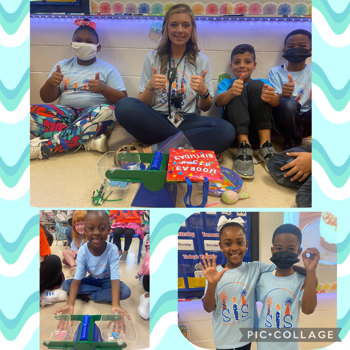acparker12's tweet image. The 5️⃣0️⃣th birthday celebration continues in classes! Ms. Shelton’s 3rd grade kiddos weigh birthday supplies in grams! #TeamDCS @TweetDCS_SIS #MakingItMatter