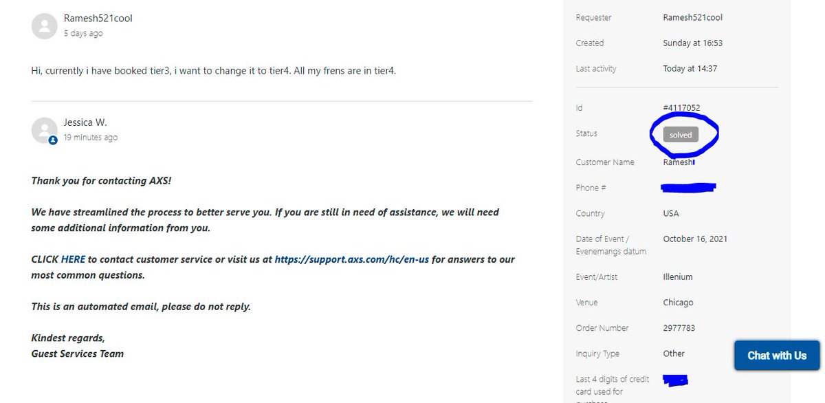 kryptomars1's tweet photo. @axs :  I raised my concern a week ago and it is closed without solving the issue. This  is ridiculous customer care response. I need this to be resolved ASAP. https://t.co/axurmx70gn