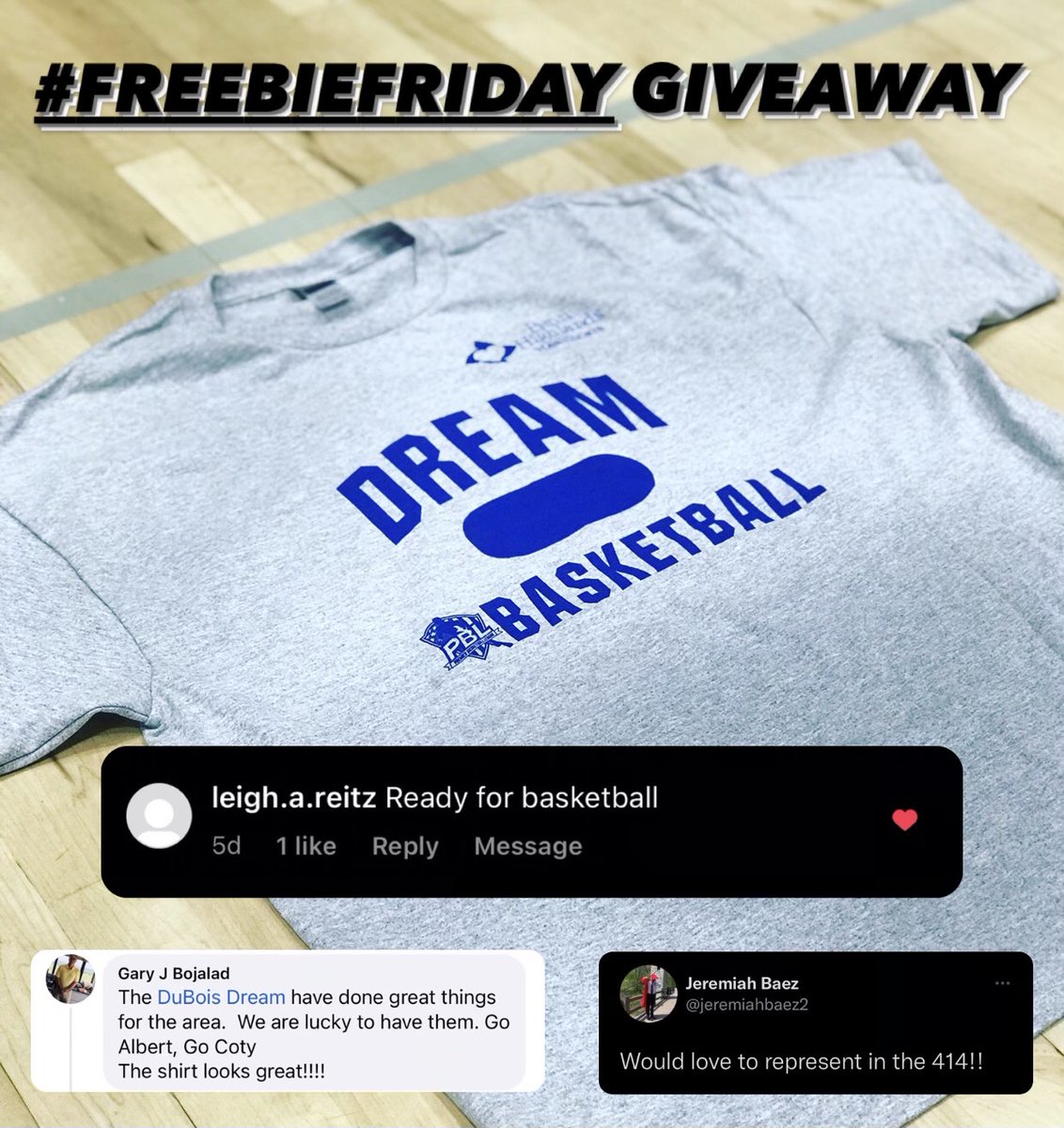 DuBois Dream (@duboisdream) on Twitter photo Congratulations to Gary Bojalad, Leigh Reitz, and Jeremiah Biaz who commented on our #FreebieFriday Post and now will be taking home one of our new NBA inspired DuBois Dream PBL shirts! Thank you for the support and stay tuned for more giveaways 🔥 <a href="/jeremiahbaez2/">Jeremiah Baez</a> Congratulations to Gary Bojalad, Leigh Reitz, and Jeremiah Biaz who commented on our #FreebieFriday Post and now will be taking home one of our new NBA inspired DuBois Dream PBL shirts! Thank you for the support and stay tuned for more giveaways 🔥 <a href="/jeremiahbaez2/">Jeremiah Baez</a>