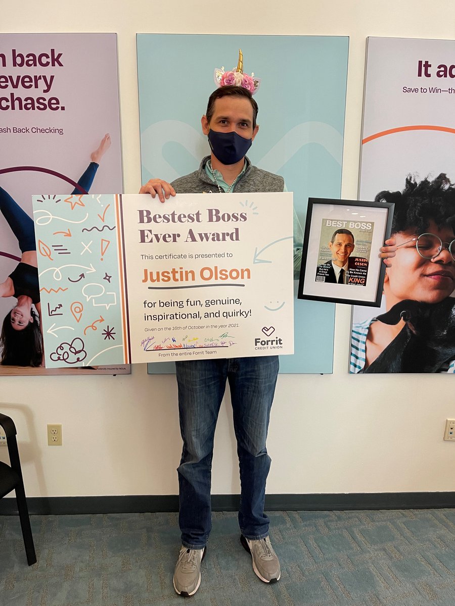 😮 Did you know our CEO Justin Olson is featured in The Best Boss this month? We're very grateful to have a CEO who is fun, caring, and simply AWESOME! He always encourages the team to be our authentic selves and we enjoy his dad jokes. #nationalbossday! #teamForrit #ForritCU