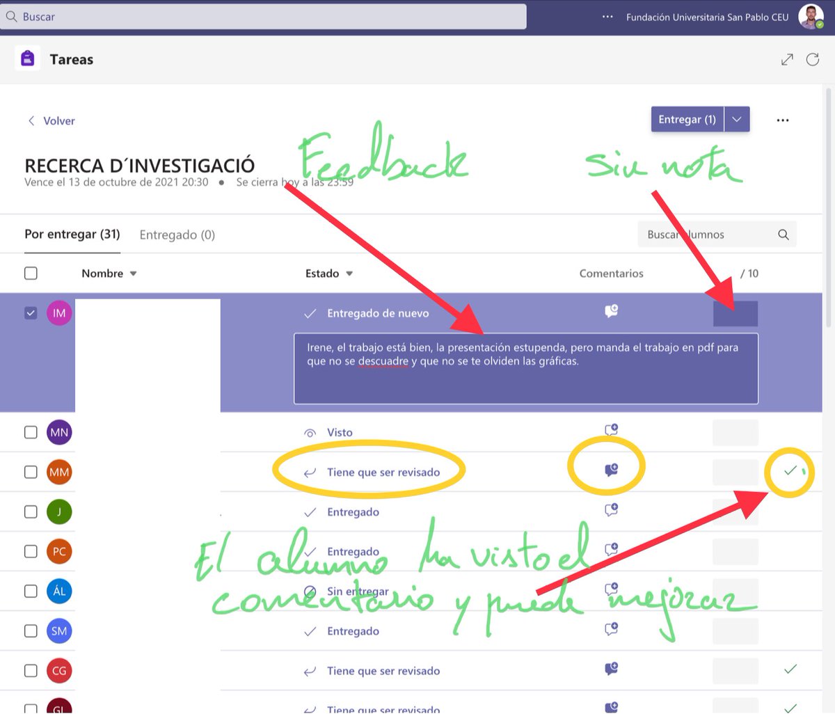 jpmarttor's tweet photo. Llevando a cabo la #evaluacionformativa con mis alumnos de 1ºESO gracias a @MicrosoftTeams 
Le damos al alumno el feedback necesario para mejorar sus tareas, actividades, proyectos…aprendemos con el error. @MicrosoftEduEsp @MariaComin1 https://t.co/lSzeXF07wZ