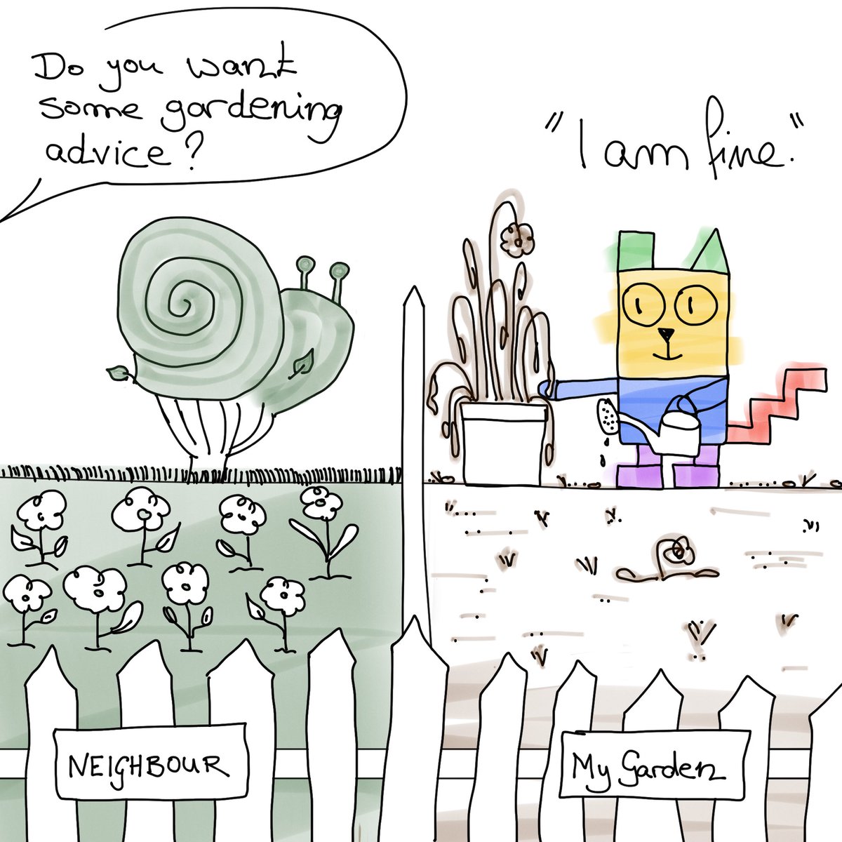 i_am_fine_cat's tweet photo. “I am fine.” People say: The grass is always greener on the other side… Oh! They are right.
#green #thumb #garden #gardening #dead #flowers #desert #gardentips
#cat #cartoon #comic #comics #catcartoon #webcomic #webcomics #catlife #cutecat #CatsOfTwitter #onecataday https://t.co/m2AvSt4FHA
